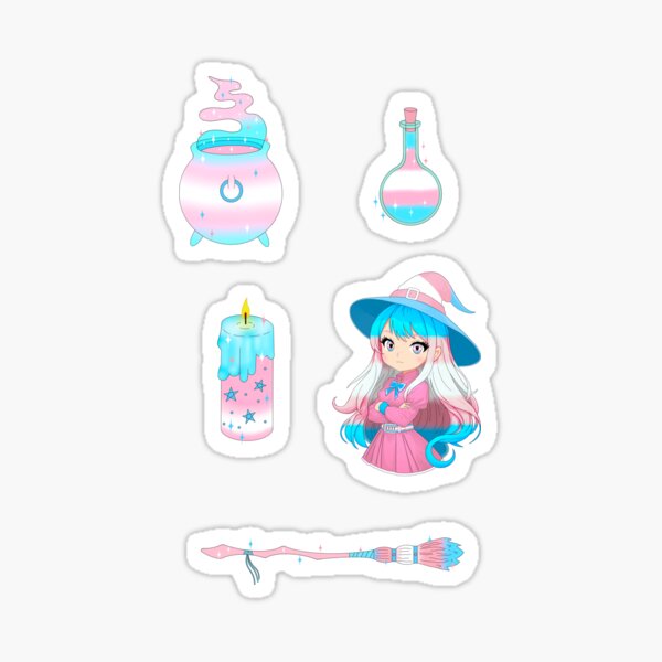 Item preview, Cute Transgender Witch Sticker Sheet designed and sold by Art Gurl Roxy.