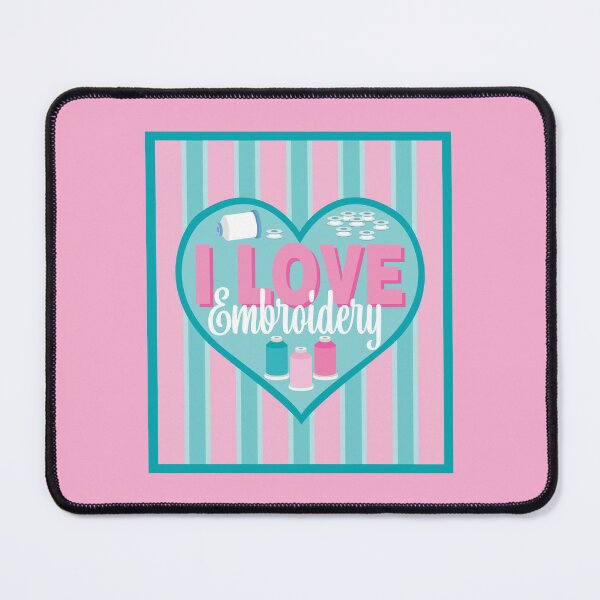 Item preview, Fabric Panels I Love Embroidery - PINK AND BLUE designed and sold by StellarFX.