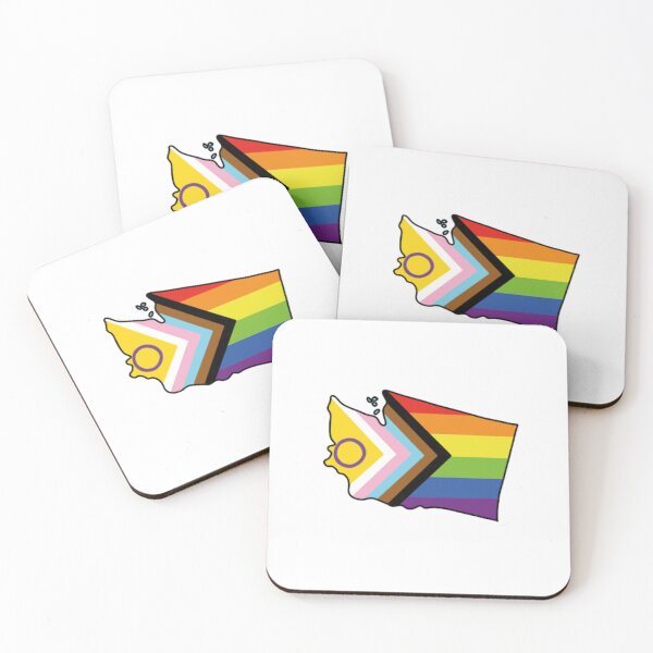 Item preview, Washington state map with intersex-inclusive Progressive Pride Flag designed and sold by anna-larina.