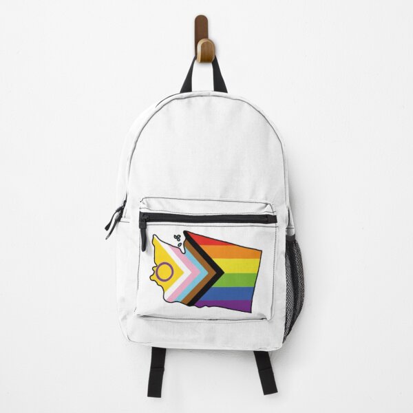 Item preview, Washington state map with intersex-inclusive Progressive Pride Flag designed and sold by anna-larina.