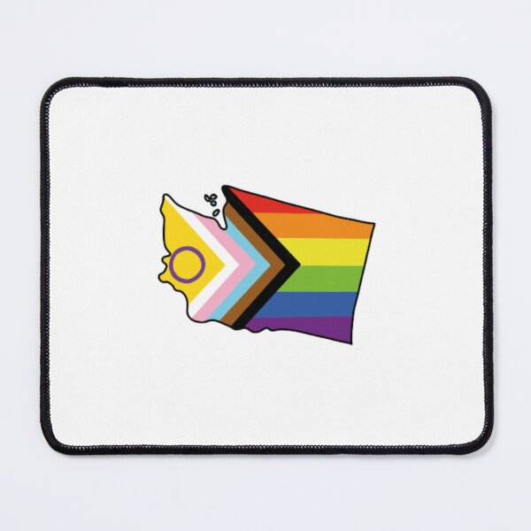 Item preview, Washington state map with intersex-inclusive Progressive Pride Flag designed and sold by anna-larina.