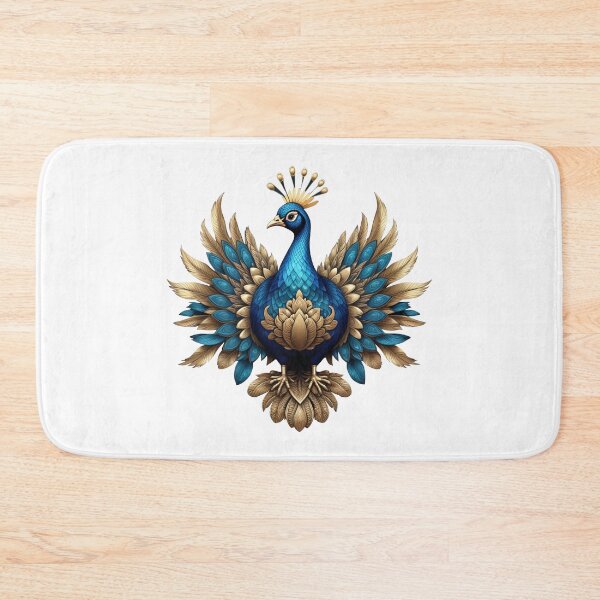 Item preview, GOLDEN BLUE PEACOCK (WHITE) designed and sold by Marlon Oseguera.