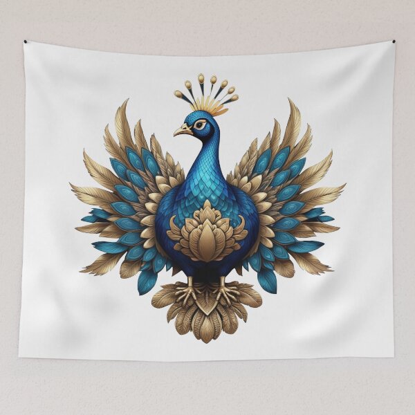 Item preview, GOLDEN BLUE PEACOCK (WHITE) designed and sold by Marlon Oseguera.