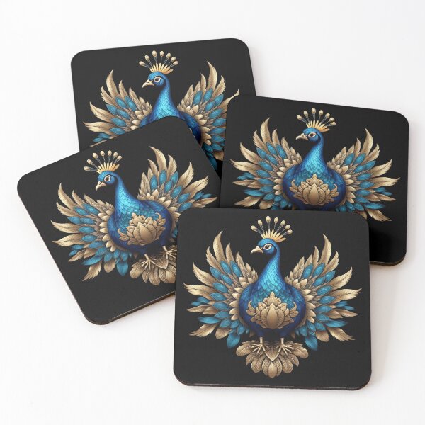 Item preview, GOLDEN BLUE PEACOCK (BLACK) designed and sold by Marlon Oseguera.