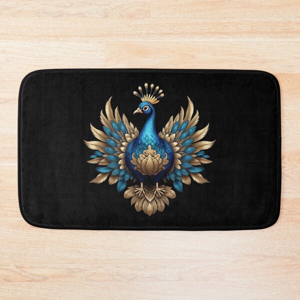 Item preview, GOLDEN BLUE PEACOCK (BLACK) designed and sold by Marlon Oseguera.