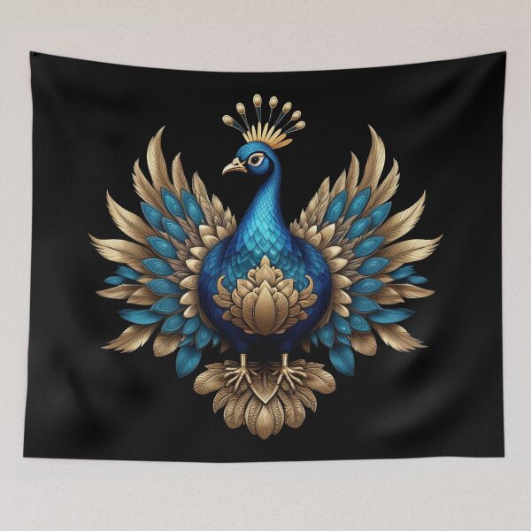 Item preview, GOLDEN BLUE PEACOCK (BLACK) designed and sold by Marlon Oseguera.