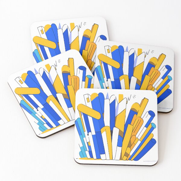Item preview, Yellow Blue Whimsical Celebration Joyful Festive Characters Colorful designed and sold by ART ATTACK ZONE.