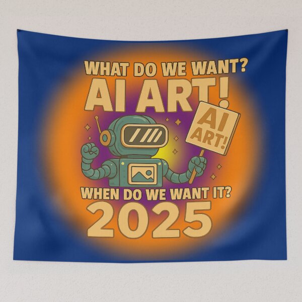 Item preview, AI Art Retro Robot Protest for 2025 Creators designed and sold by memememescat.