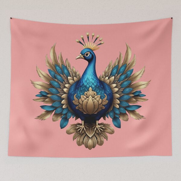 Item preview, GOLDEN BLUE PEACOCK (#F7A4A0) designed and sold by Marlon Oseguera.