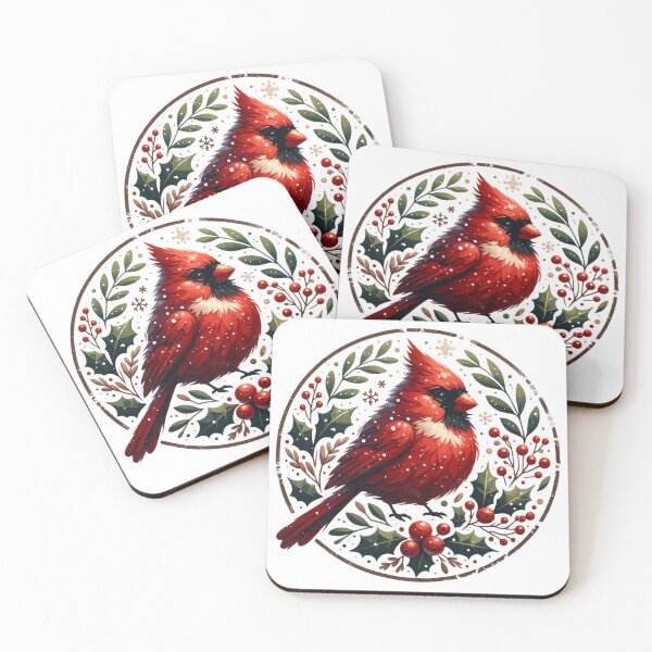 Item preview, Rustic Holiday Northern Red Cardinal Bird designed and sold by SoaringOwlArts.