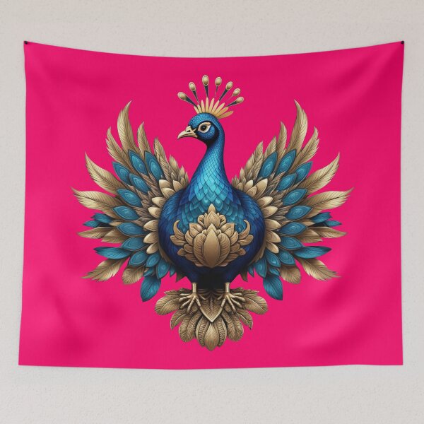 Item preview, GOLDEN BLUE PEACOCK (#FF0066) designed and sold by Marlon Oseguera.