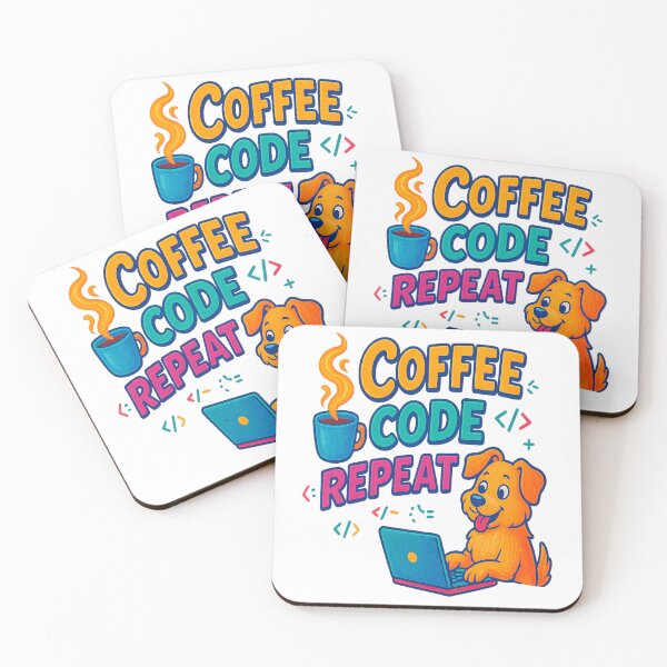 Item preview, Coffee Code Repeat – Cute Dog Programmer Design designed and sold by ArtbyCrystal.