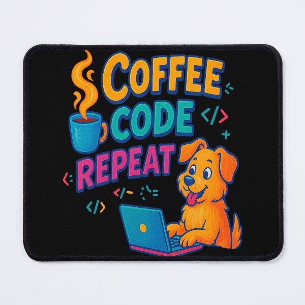 Item preview, Coffee Code Repeat – Cute Dog Programmer Design designed and sold by ArtbyCrystal.
