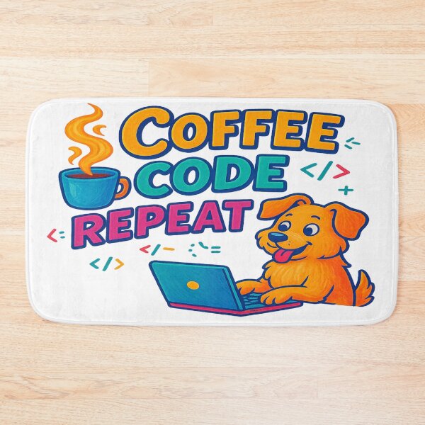 Item preview, Coffee Code Repeat – Cute Dog Programmer Design designed and sold by ArtbyCrystal.