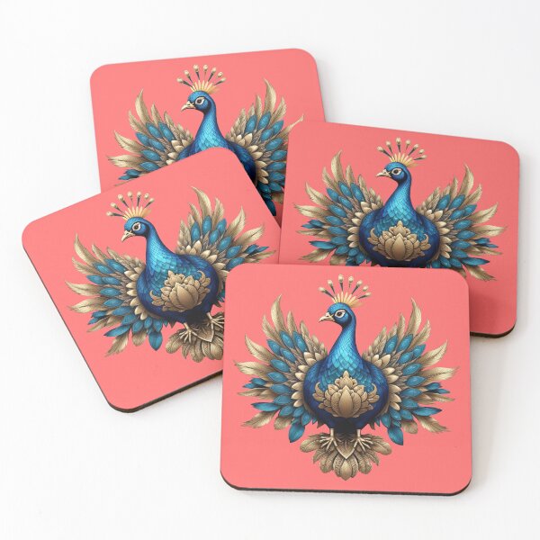 Item preview, GOLDEN BLUE PEACOCK (#FF6666) designed and sold by Marlon Oseguera.