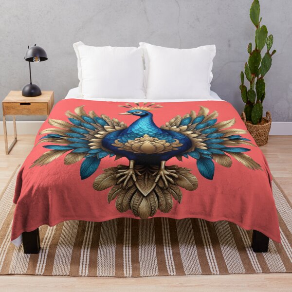Item preview, GOLDEN BLUE PEACOCK (#FF6666) designed and sold by Marlon Oseguera.