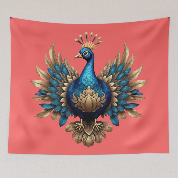 Item preview, GOLDEN BLUE PEACOCK (#FF6666) designed and sold by Marlon Oseguera.