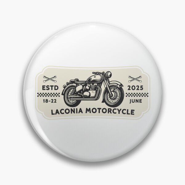 Item preview, Vintage Laconia Motorcycle Rally 2025 Badge Design designed and sold by PopLoom.