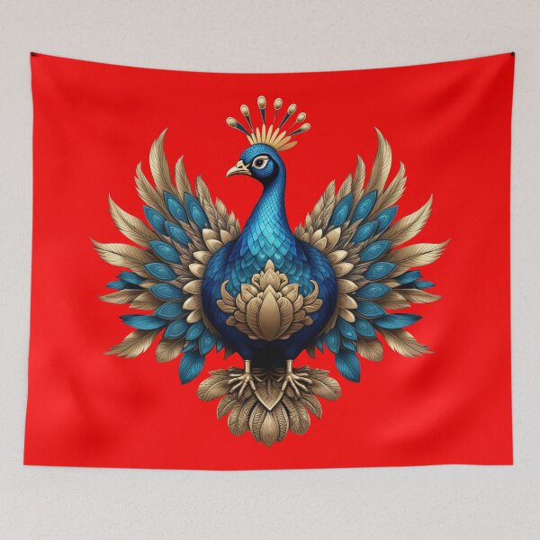 Item preview, GOLDEN BLUE PEACOCK (#FF0000) designed and sold by Marlon Oseguera.
