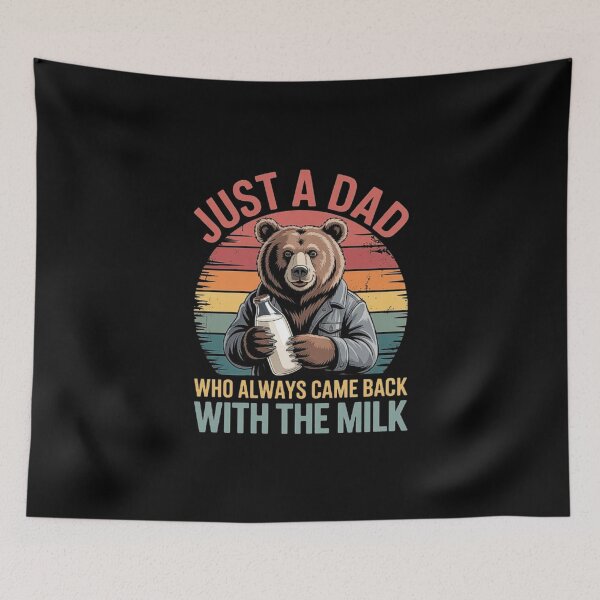 Item preview, Funny Bear Dad With Milk - Retro Fatherhood Humor Gift Idea designed and sold by love3617.