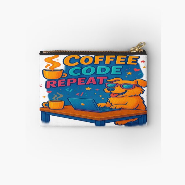Item preview, Cool Coder Dog – Coffee Code Repeat Tee designed and sold by ArtbyCrystal.