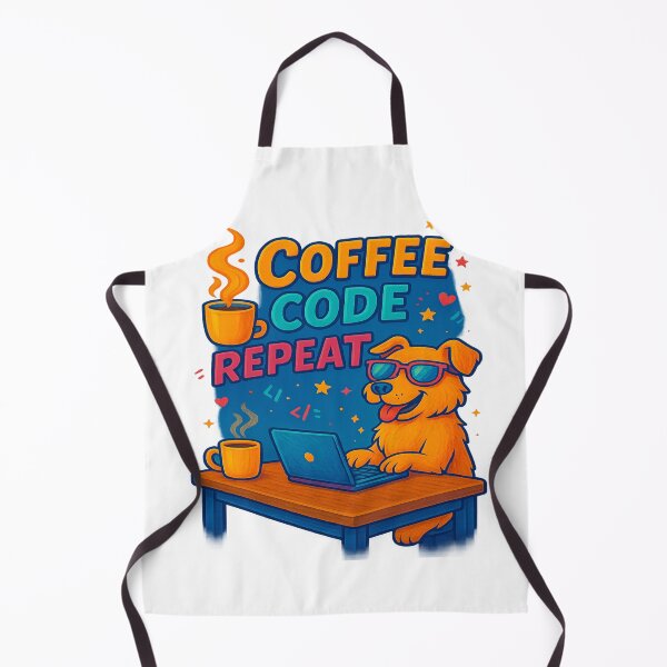 Item preview, Cool Coder Dog – Coffee Code Repeat Tee designed and sold by ArtbyCrystal.