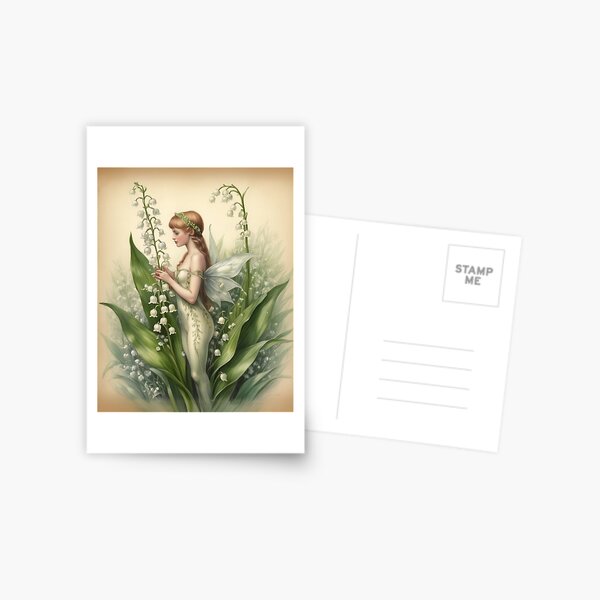 Item preview, Vintage Fairy Canvas Art Print – Lily of the Valley Flower, Whimsical Botanical Wall Decor, Cottagecore Fantasy Artwork designed and sold by Estelle Printworks.