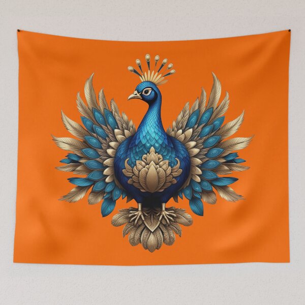Item preview, GOLDEN BLUE PEACOCK (#FF6600) designed and sold by Marlon Oseguera.