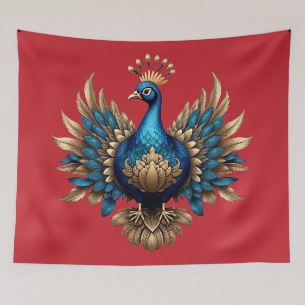 Item preview, GOLDEN BLUE PEACOCK (#C62A35) designed and sold by Marlon Oseguera.