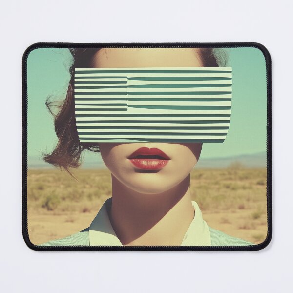 Item preview, Retro Surreal Woman with Striped Visor in Desert Vibes designed and sold by Retrocranio.
