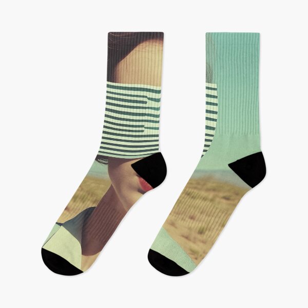 Item preview, Retro Surreal Woman with Striped Visor in Desert Vibes designed and sold by Retrocranio.