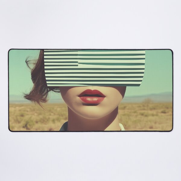 Item preview, Retro Surreal Woman with Striped Visor in Desert Vibes designed and sold by Retrocranio.