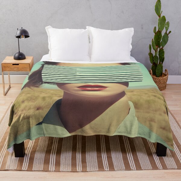 Item preview, Retro Surreal Woman with Striped Visor in Desert Vibes designed and sold by Retrocranio.