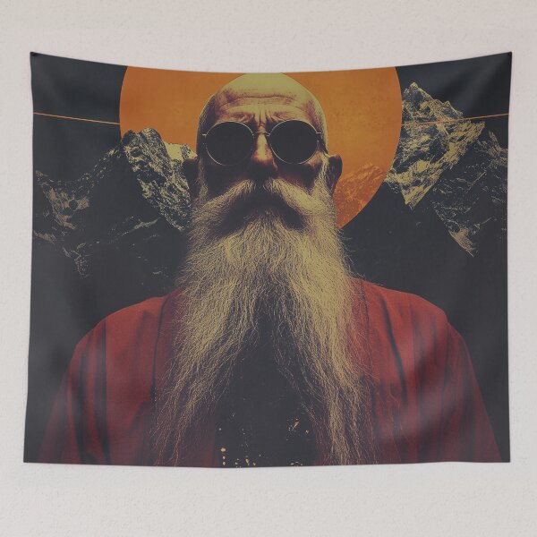 Item preview, Mystical Bearded Sage with Sunglasses and Solar Halo designed and sold by Retrocranio.