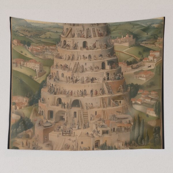 Item preview, Vintage Tower of Babel Illustration with Medieval Detail designed and sold by Retrocranio.
