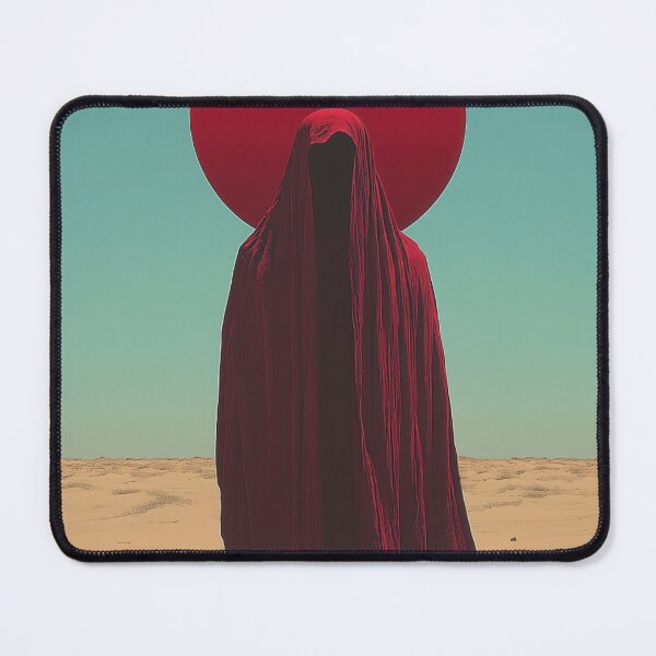Item preview, Mysterious Red Cloaked Figure in Desert with Crimson Halo designed and sold by Retrocranio.