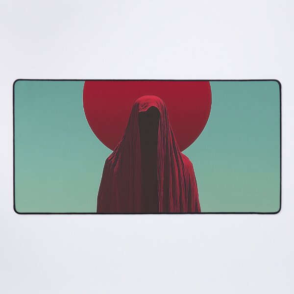 Item preview, Mysterious Red Cloaked Figure in Desert with Crimson Halo designed and sold by Retrocranio.