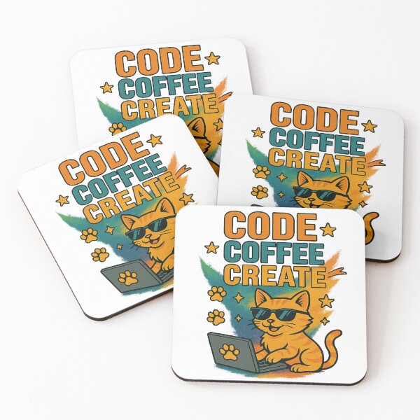 Item preview, Code Coffee Create – Cool Cat Programmer Art designed and sold by ArtbyCrystal.