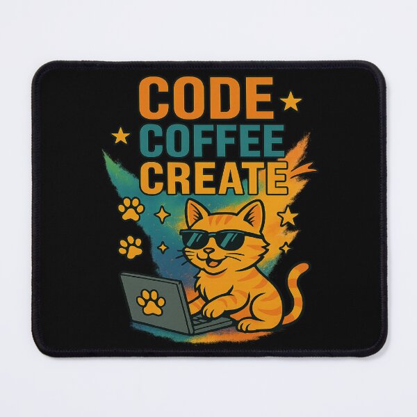 Item preview, Code Coffee Create – Cool Cat Programmer Art designed and sold by ArtbyCrystal.