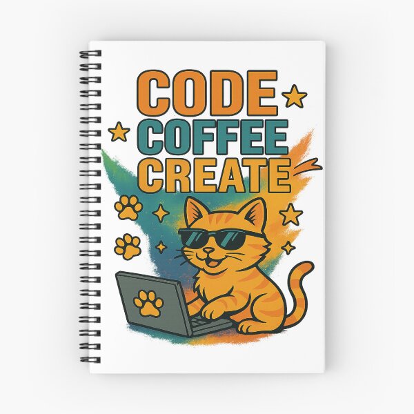 Item preview, Code Coffee Create – Cool Cat Programmer Art designed and sold by ArtbyCrystal.