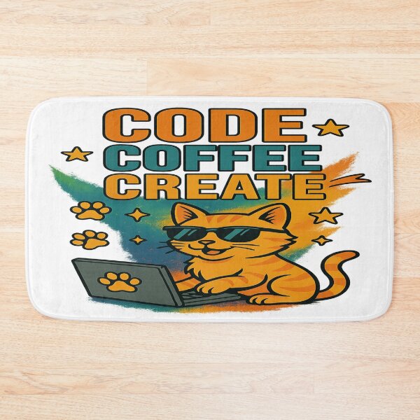Item preview, Code Coffee Create – Cool Cat Programmer Art designed and sold by ArtbyCrystal.