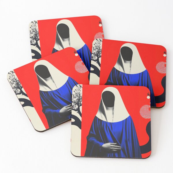 Item preview, Faceless Madonna in Blue with Abstract Tree and Red Background designed and sold by Retrocranio.