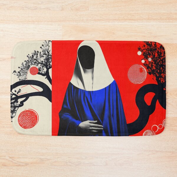 Item preview, Faceless Madonna in Blue with Abstract Tree and Red Background designed and sold by Retrocranio.