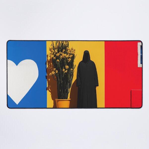 Item preview, Faceless Hooded Figure in Front of Colorful Wall with Heart and Cactu designed and sold by Retrocranio.