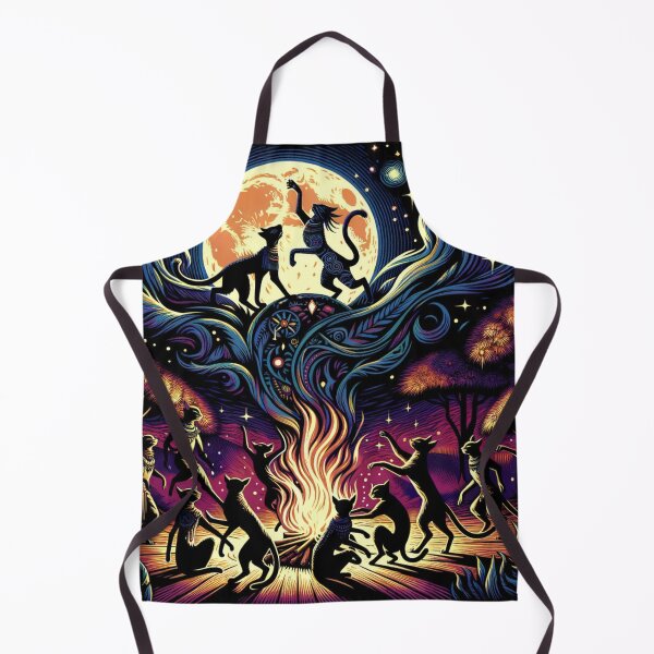Item preview, Celestial Cat Dance Under the Full Moon Wallpaper Illustration designed and sold by Keirnyx.