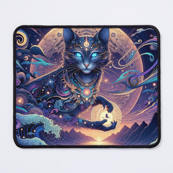 Item preview, Ethereal Cat Full Moon shaman Fantasy Art Wallpaper Illustration designed and sold by Keirnyx.