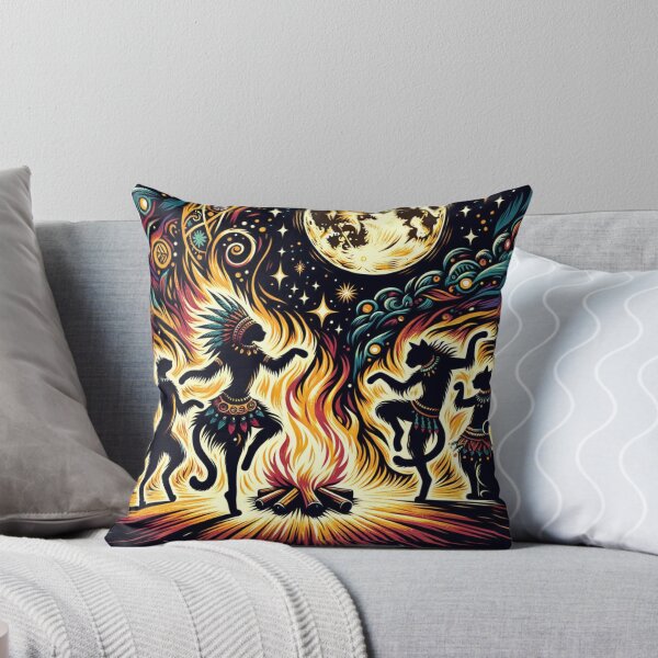 Aperçu de l'œuvre Tribal Cat Full Moon African Ritual Art Vintage Wallpaper Illustration créée et vendue par Keirnyx.