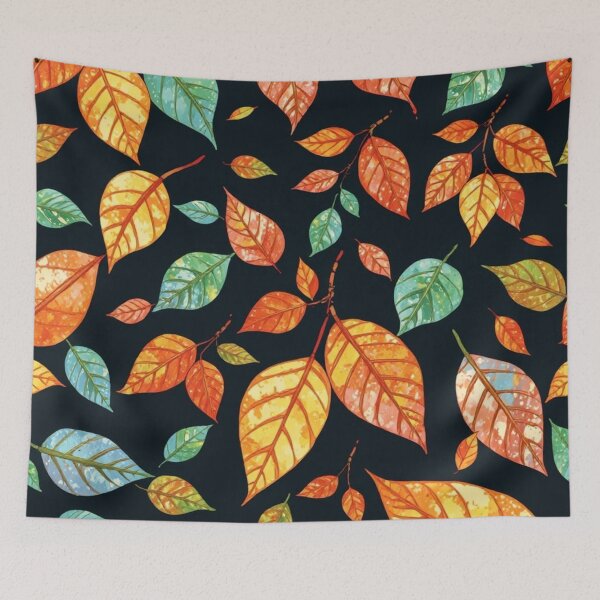 Item preview, ghibli studio inspired multicoloured leaves seamless pattern designed and sold by optimusprime39.