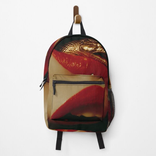 Item preview, Bold Red Lips with Golden Snake – Surreal Seduction Art designed and sold by Retrocranio.