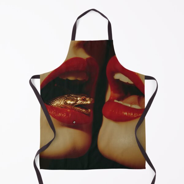 Item preview, Bold Red Lips with Golden Snake – Surreal Seduction Art designed and sold by Retrocranio.